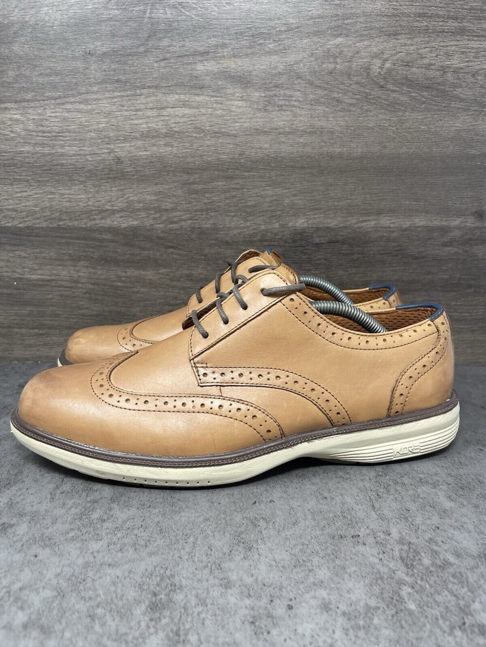 Nunn Bush KORE Tan Leather Wingtip Oxford Size 10 Mens Brogue Comfort Shoes
